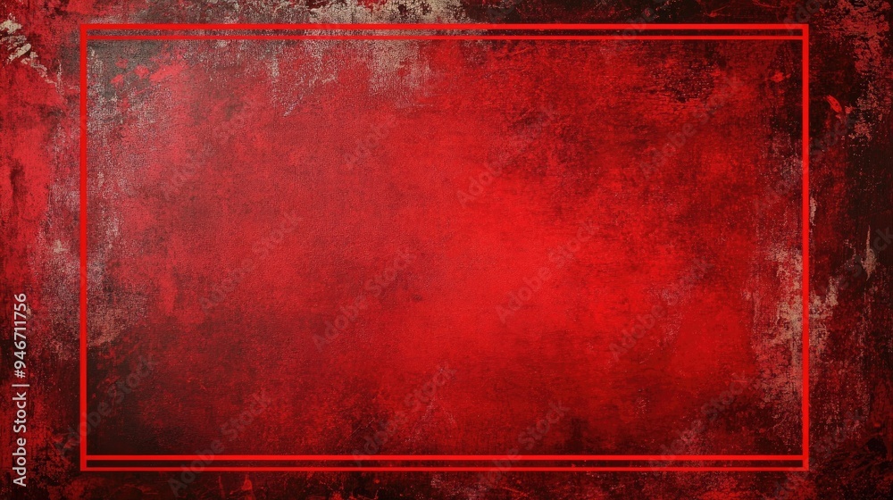 Poster abstract red background with a vignette border frame