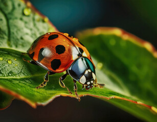 Obraz premium ladybug on a leaf
