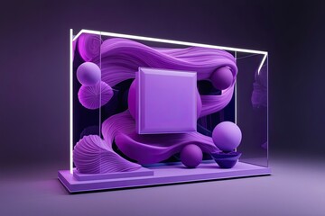 Modern 3D Visualization of Scenic Elements in Vibrant Violet Shades