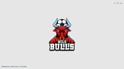 Bulls sport mascot logo design