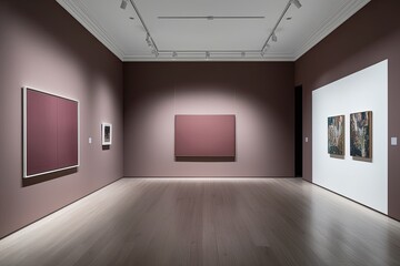 Obraz premium Mauve Canvas Art Exhibition Featuring Minimalist Design in Modern Interior Spaces