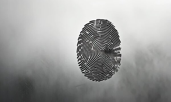 A solitary fingerprint impression on a textured grey background