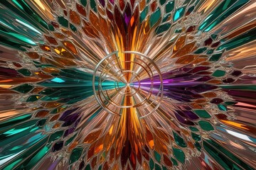 Mesmerizing Kaleidoscopic Background with Vibrant Glass Fragments and Dynamic Light Effects