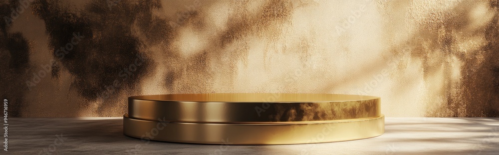 Poster luxurious golden pedestal or blank podium with an elegant background 3d rendering