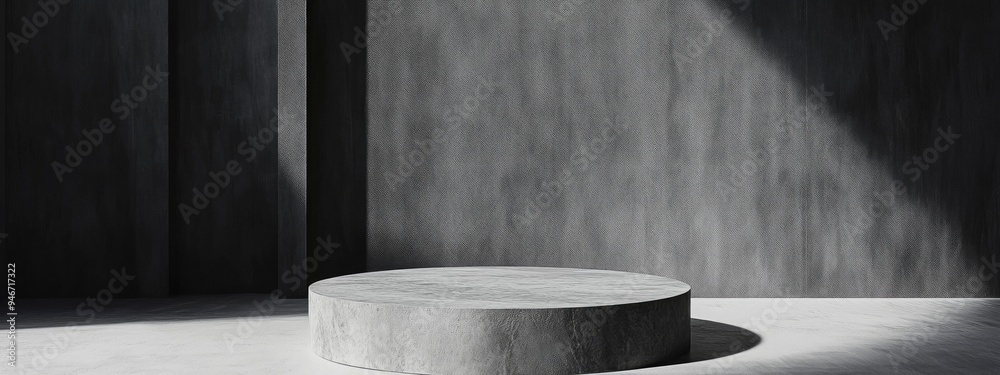 Poster Minimalist abstract backdrop featuring a pedestal 3D illustration and rendering