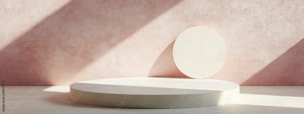 Poster Minimalistic podium background featuring soft shadows 3D rendering
