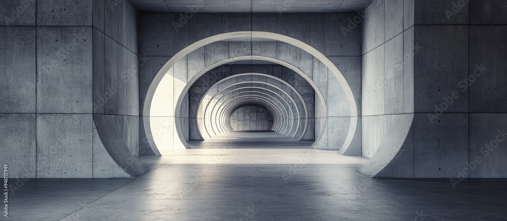 Poster abstract industrial concrete hallway backdrop dark modern concrete tunnel showcase podium and brutal