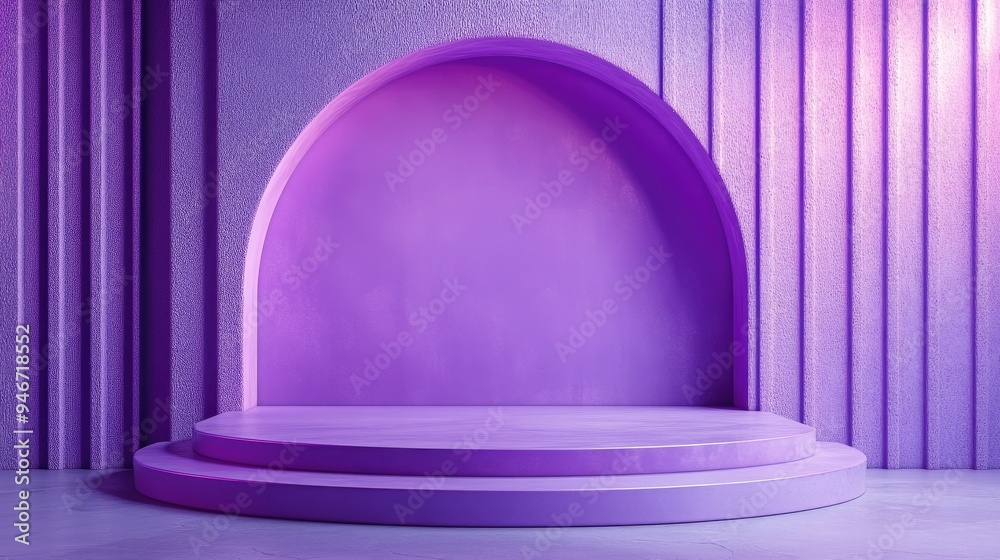 Poster violet contemporary architectural podium stage designed for product display 3d render
