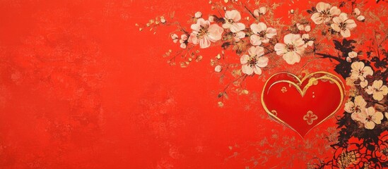 Red backdrop featuring a heart theme ideal for festive occasions like Chinese New Year and Valentine s Day