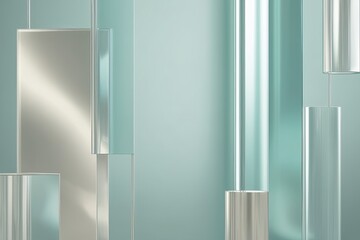 Contemporary 3D Pearlescent Glass Background Design with Tranquil Clean Lines