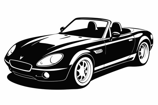 black convertible car on white background clip art preview