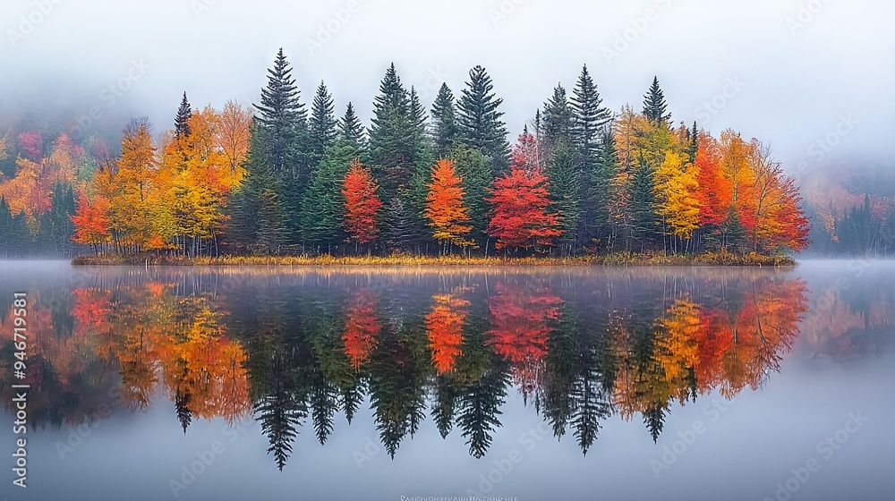 Poster   A lake surrounded by a dense forest