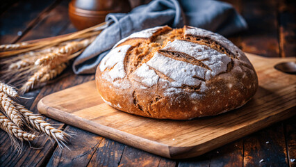 Naklejka premium A close up of a freshly baked loaf ofbread