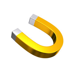 Huge magnet gold and silver isolated. Social media marketing concept. 3d rendering.