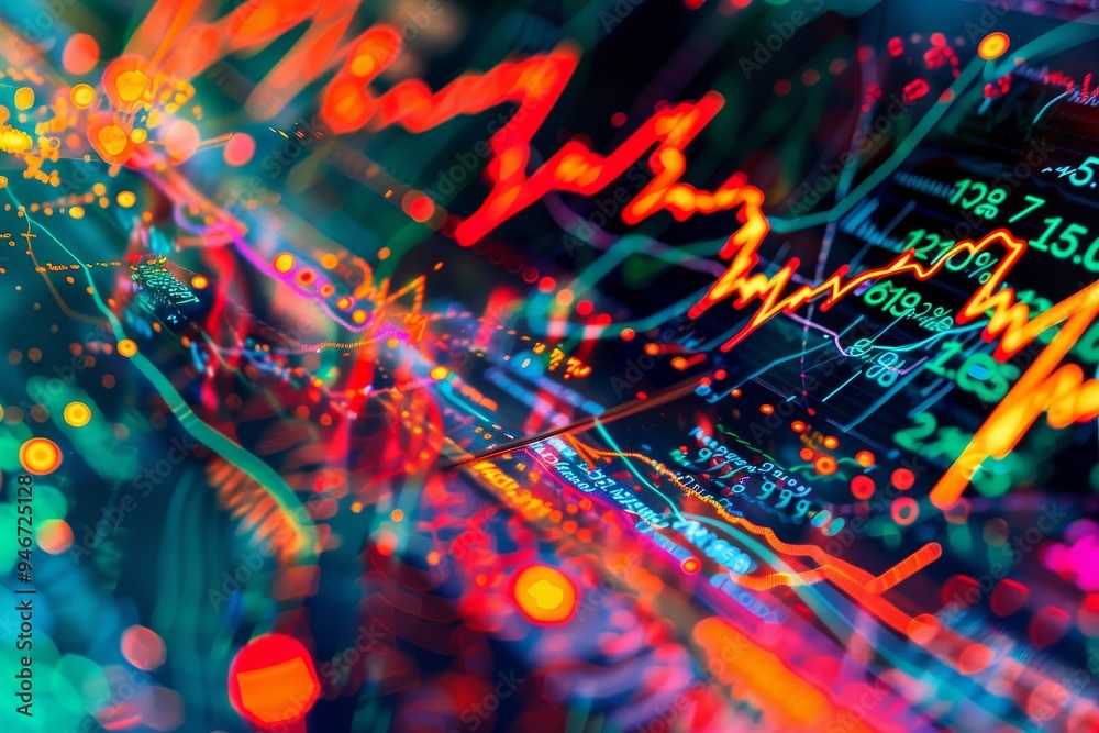 Poster an abstract representation of market volatility and uncertainty
