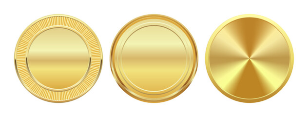 Set Gold Badge Insignia Empty Realistic Label