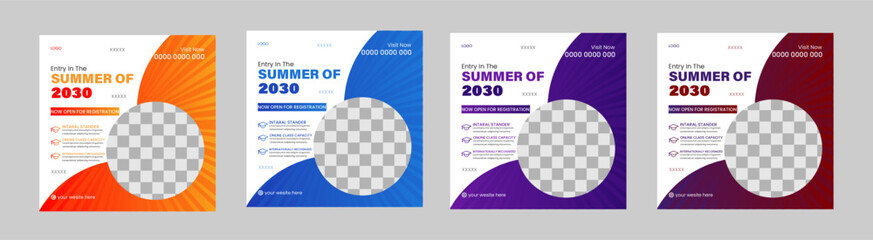 School education admission social media post and back to school web banner template .cute school admission social media post template 