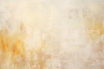 Obraz premium Abstract background pale yellow and beige textured with paint splatters and brushstrokes on canvas