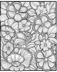 Coloring book, floral background, flowers on a white background.