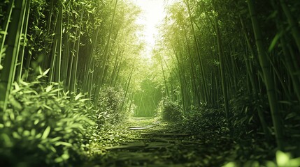 Obraz premium A green bamboo forest.Ultra-realistic, cinematic feel. Background