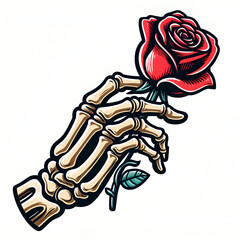 Fototapeta premium Skeleton Hand Holding a Rose