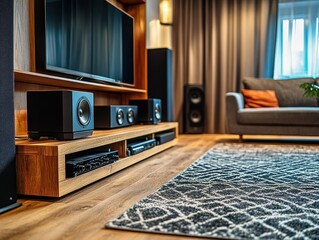 Home theater system in a living room, ready for an immersive experience
