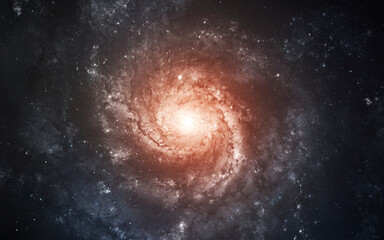 Fototapeta premium 3D illustration of realistic spiral galaxy. High quality digital space sci-fi art in 5K - realistic visualization