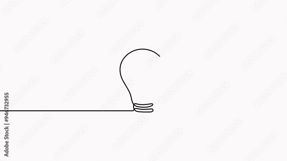 Wall mural lightbulb continuous line drawing animation. electric lamp animated video.
