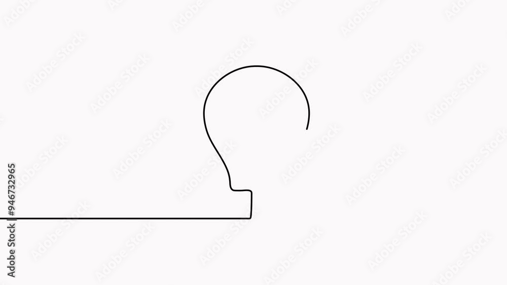 Wall mural light bulb one continuous line drawing animation. animated electric lamp. brainstorm linear symbol.