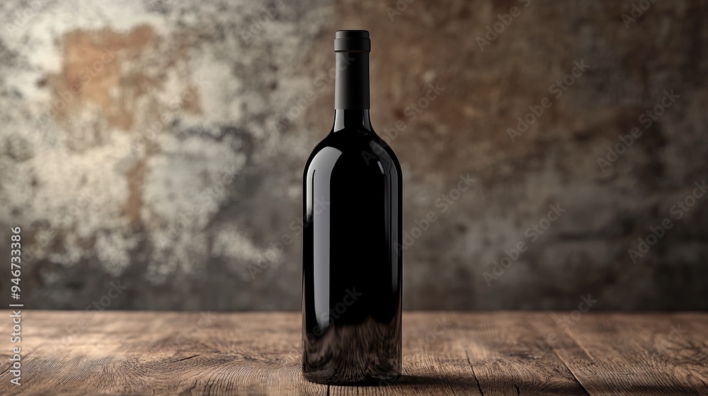 Wall mural black wine bottle