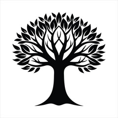 Elegant silhouette tree vector art.