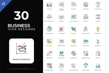 Business line icons set. Businessman outline icons collection. Teamwork, human resources, meeting, partnership, meeting, work group, success, resume - stock vector.