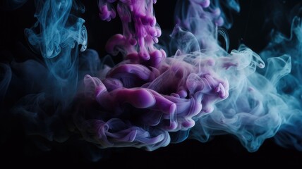 Mesmerizing swirl of colorful ink in dark water with soft flowing patterns, highlighting the beauty of abstraction, ethereal art concept