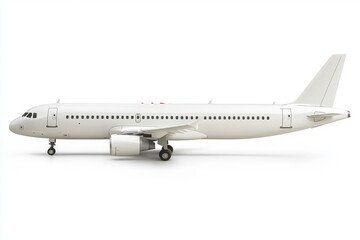 Flying wide-body airliner on transparent background