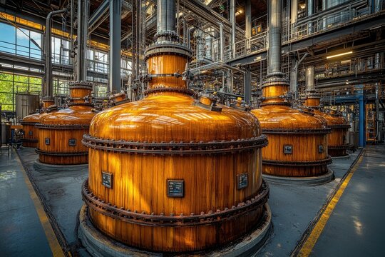 Large Industrial Vats in a Factory Setting