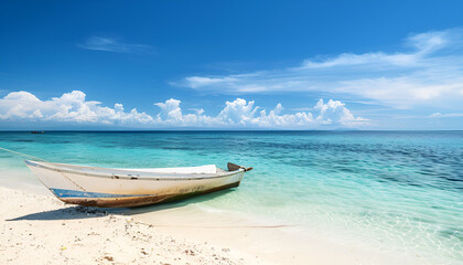 Fototapeta premium View of nice tropical beach with old boat