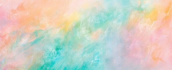 Abstract sunset or sunrise sky illustration with watercolor background in blue, pink, and green colors