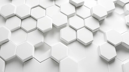 Fototapeta premium Geometric abstract background. White surface with hexagonal shapes on both sides.