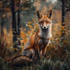 Fototapeta premium fox in the forest.