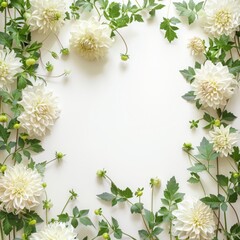 dahlias on white background.
