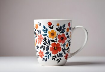 Floral Coffee Mug Beautiful Cup Ceramic Romantic Cafe Graphic Colorful Design