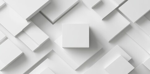 Obraz premium Random rotating white planes geometrical edge border banner or template flat lay from above