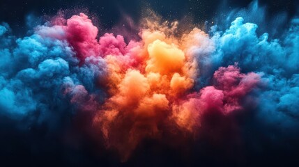 Fototapeta premium vibrant powder explosion freezeframe of multicolored dust clouds abstract art