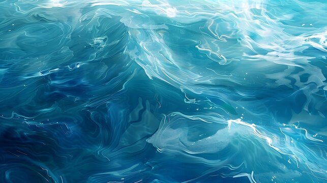 Beautiful flowing surface sea or ocean in painting style