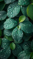 Nature: water drops on leaves