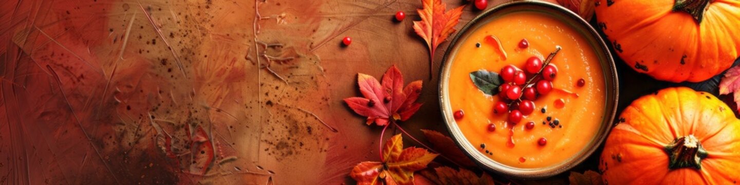 pumpkin soup in a pumpkin top view.