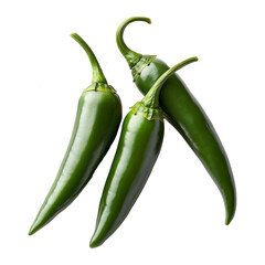 Fresh Serrano Peppers Green Chili Isolated on Transparent Background