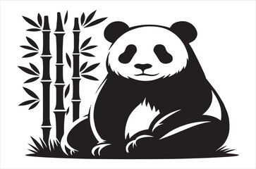 panda silhouette vector illustration 