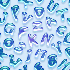Plump and glossy alphabet illustration repeat pattern
