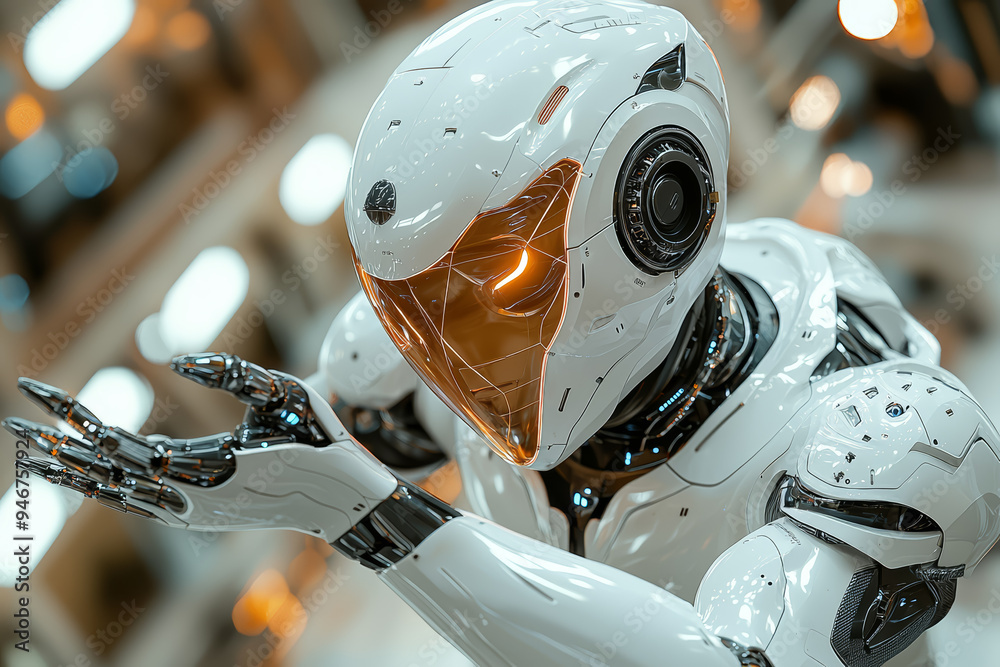 Poster a high-tech robot performing a complex dance routine, capturing the blend of technology and performa